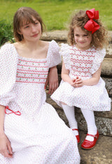 Josefine Butler Dress Bonne Maman Cotton with Cherry Bakewell Hand Smocking