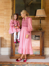 Margaret Thatcher Dress Mulberry Trellis with Diamonds and Rubies Hand Smocking
