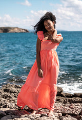 The Wallis Simpson Dress Coral Dreams Organdie with Chantilly Hand Smocking