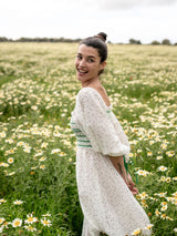 Josefine Butler Dress Frobscottle Spot with Cool as a Cucumber Hand Smocking