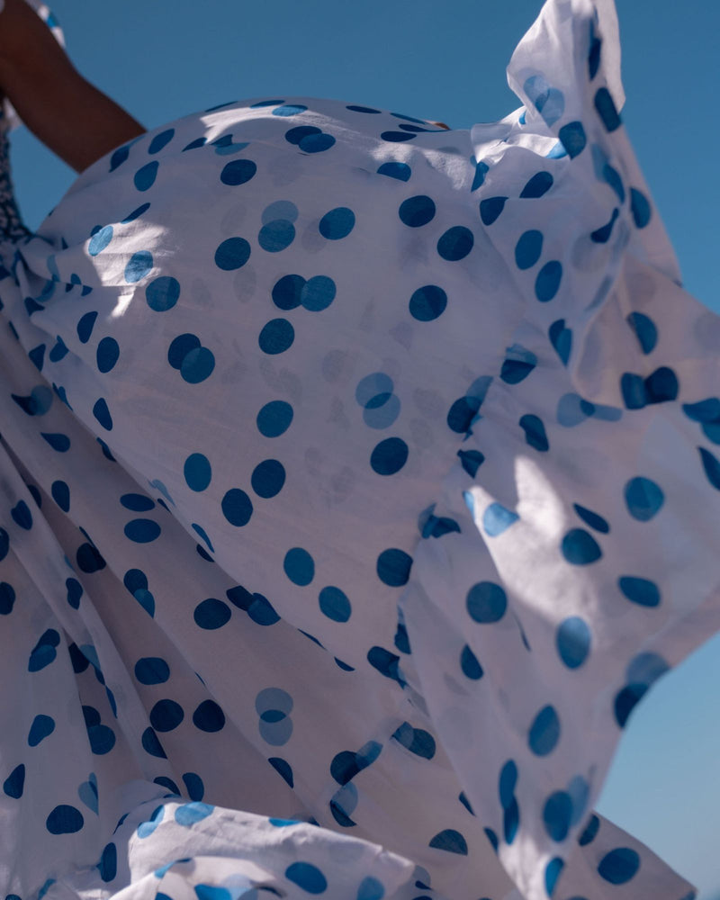 Rachel Carson Dress Big Blue Bubble with Lapiz Lazuli Hand Smocking