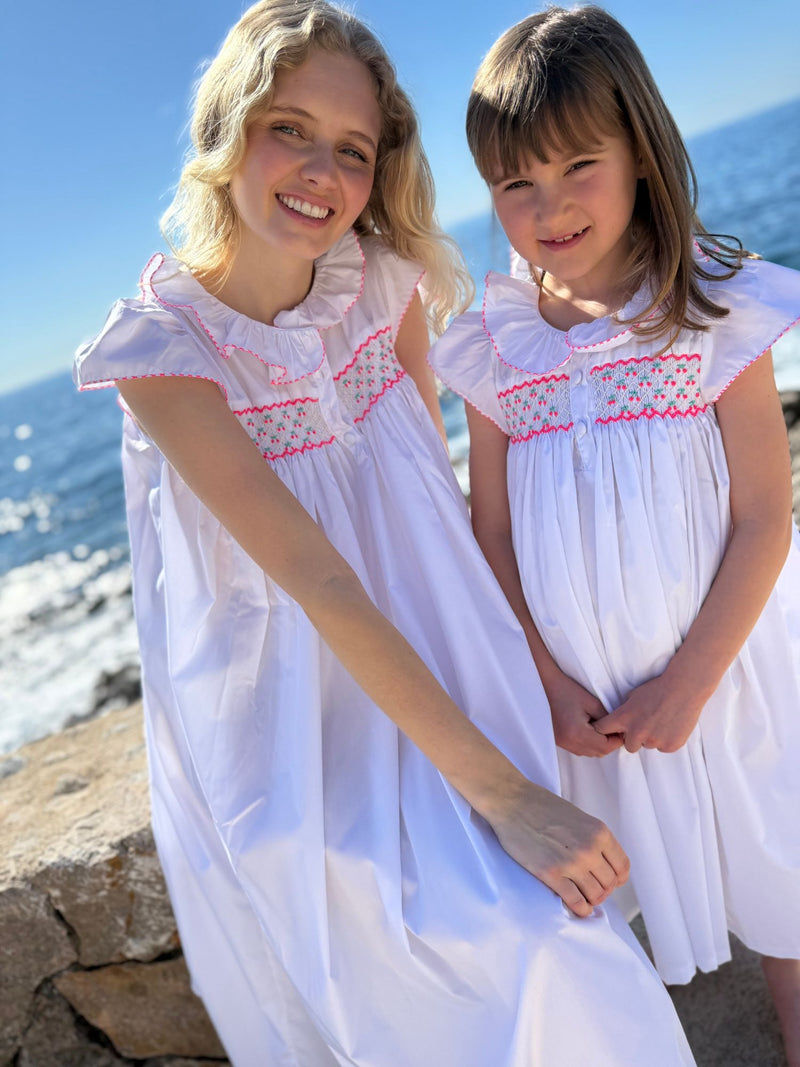 Nightingale Women's Dress with Cherry Pop Hand Smocking