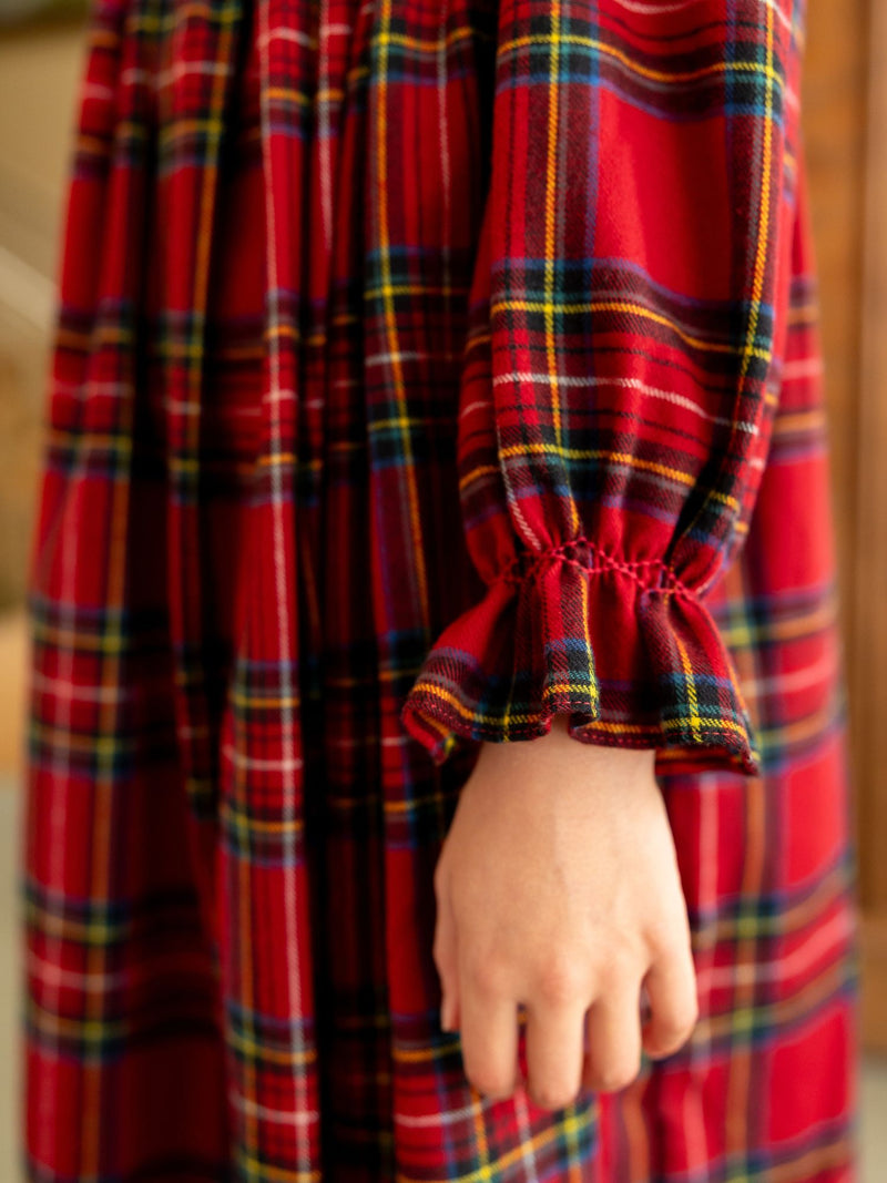 Nightingale Girl's Dress Highland Tartan with Hearts of Gold Hand Smocking