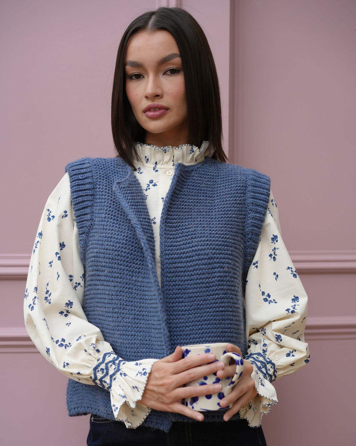 Shelley Blouse Blue Bramble Ditsy with Blueberry Hand Smocking Edition 31