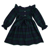 Anna Pavlova Dress Blackwatch Tartan with Royal Blue Smocking