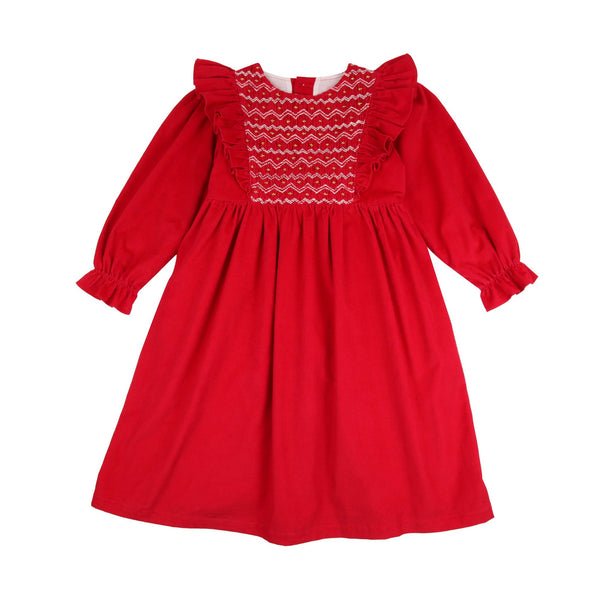 Anna Pavlova Dress Scarlett Needlecord with Golden Gal Smocking
