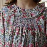 Anne Frank Blouse with Wild Flowers Hand Smocking made with Liberty Poppies and Daisies Fabric