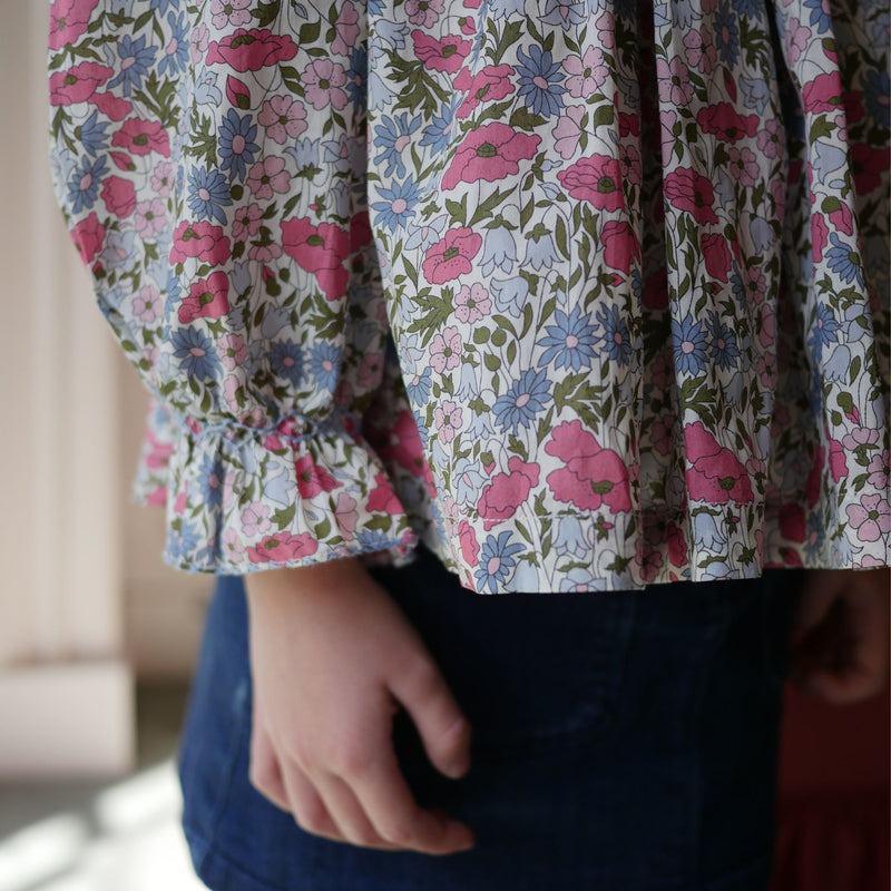Anne Frank Blouse with Wild Flowers Hand Smocking made with Liberty Poppies and Daisies Fabric