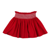 Annie Sullivan Skirt Scarlett Needlecord with Full Moon Hand Smocking