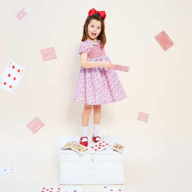 Antoinette Dress with Carnation Hand Smocking made with Liberty Theresa Pink