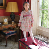 Antoinette Dress with Cranberry Hand Smocking made with Liberty D'anjo Fabric