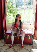 Antoinette Dress with Cranberry Hand Smocking made with Liberty D'anjo Fabric