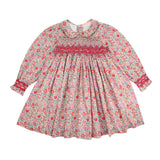 Antoinette Dress with Cranberry Hand Smocking made with Liberty D'anjo Fabric