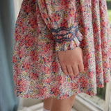 Antoinette Dress with Swedish Blue Hand Smocking made with Liberty Swirling Petals Fabric