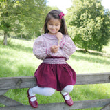 Bader Ginsberg Blouse with Rubies and Pearls Hand Smocking made with Liberty Ava