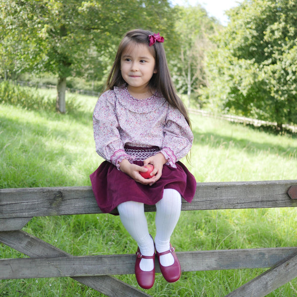 Bader Ginsberg Blouse with Rubies and Pearls Hand Smocking made with Liberty Ava