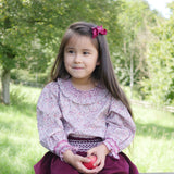 Bader Ginsberg Blouse with Rubies and Pearls Hand Smocking made with Liberty Ava
