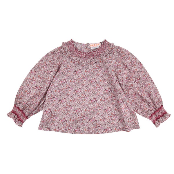Bader Ginsberg Blouse with Rubies and Pearls Hand Smocking made with Liberty Ava