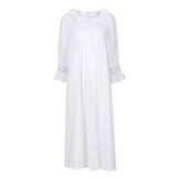 Bessie Coleman Women's Dress Moonstone Cotton with Cornflower Hand Smocking
