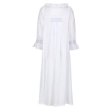 Bessie Coleman Women's Dress Moonstone Cotton with Cornflower Hand Smocking