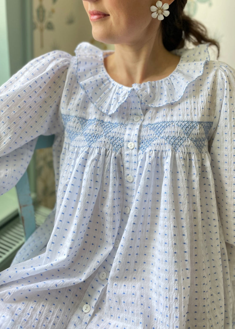 Betsy Fry Women's Blouse Raindrop Plumetti with Triangles Hand Smocking Edition 16