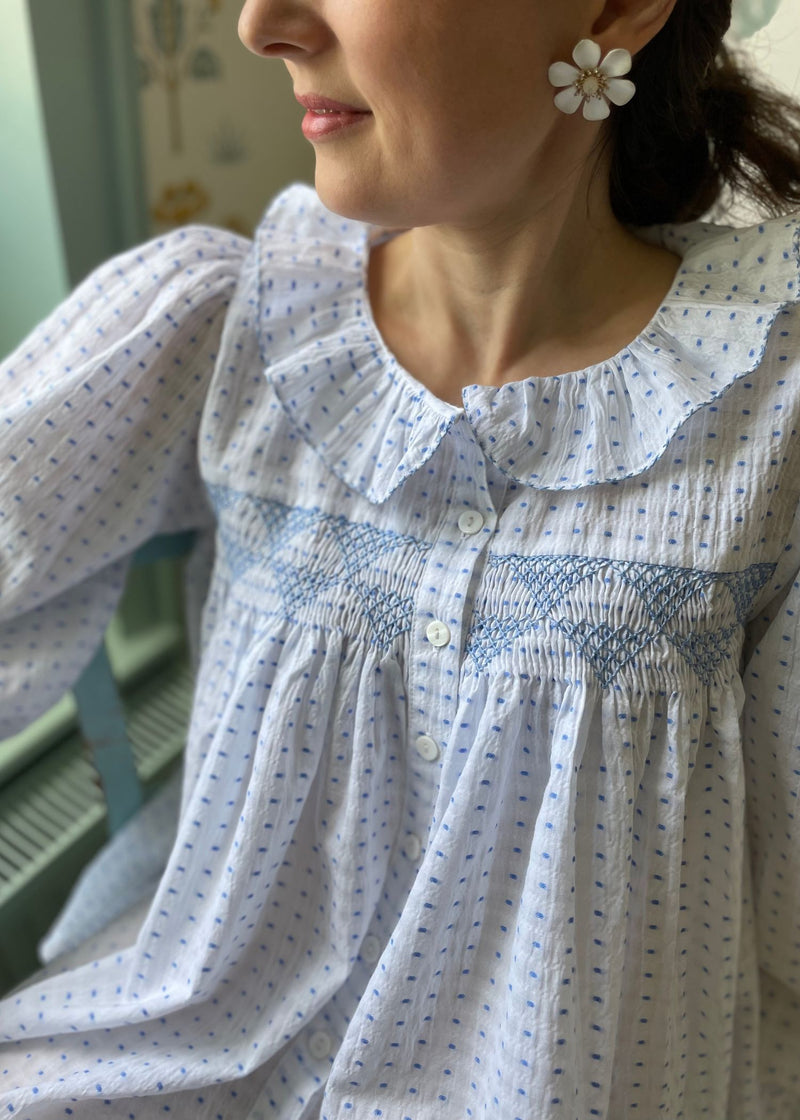 Betsy Fry Women's Blouse Raindrop Plumetti with Triangles Hand Smocking Edition 16