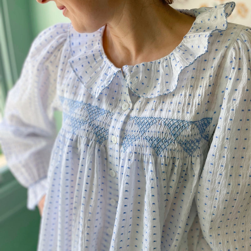 Betsy Fry Women's Blouse Raindrop Plumetti with Triangles Hand Smocking Edition 16