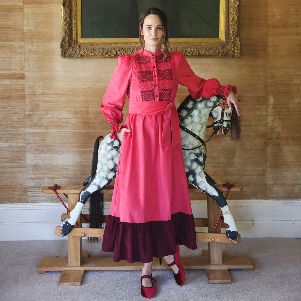 Billie Holiday Dress Very Needlecord Mulberry Hand Smocking