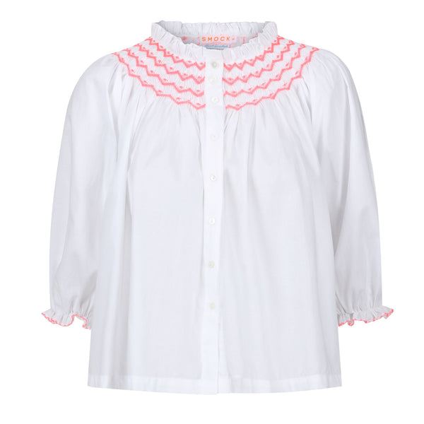 Cleopatra Blouse White with Sour Watermelon Hand Smocking Edition 9