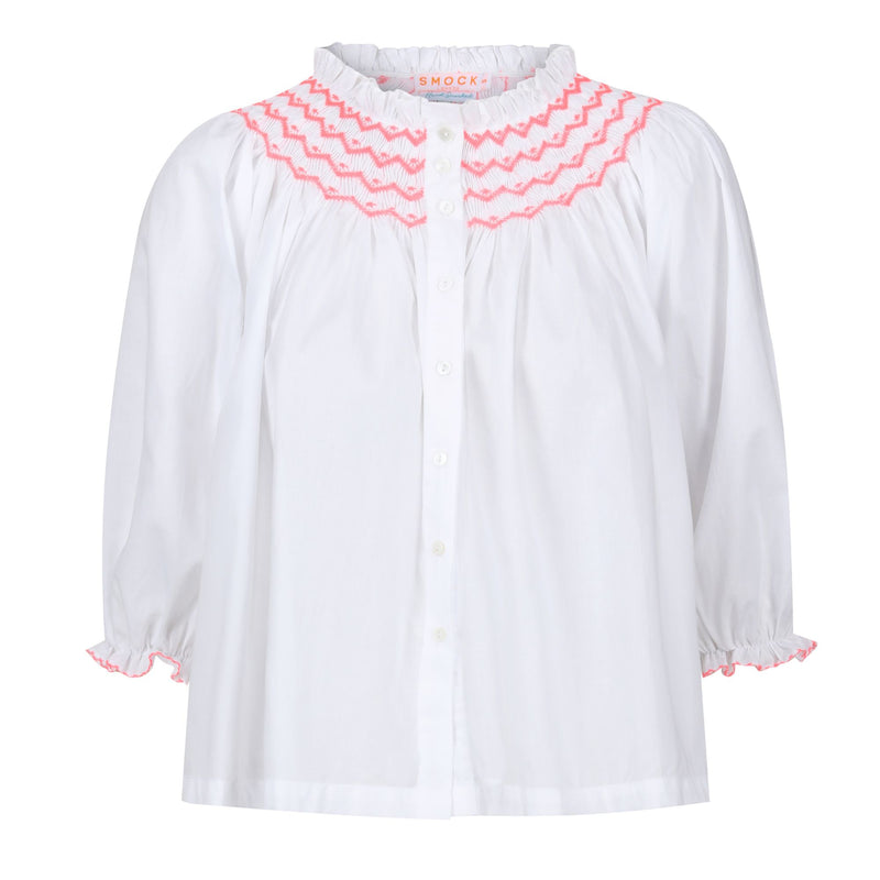 Cleopatra Blouse White with Sour Watermelon Hand Smocking Edition 9