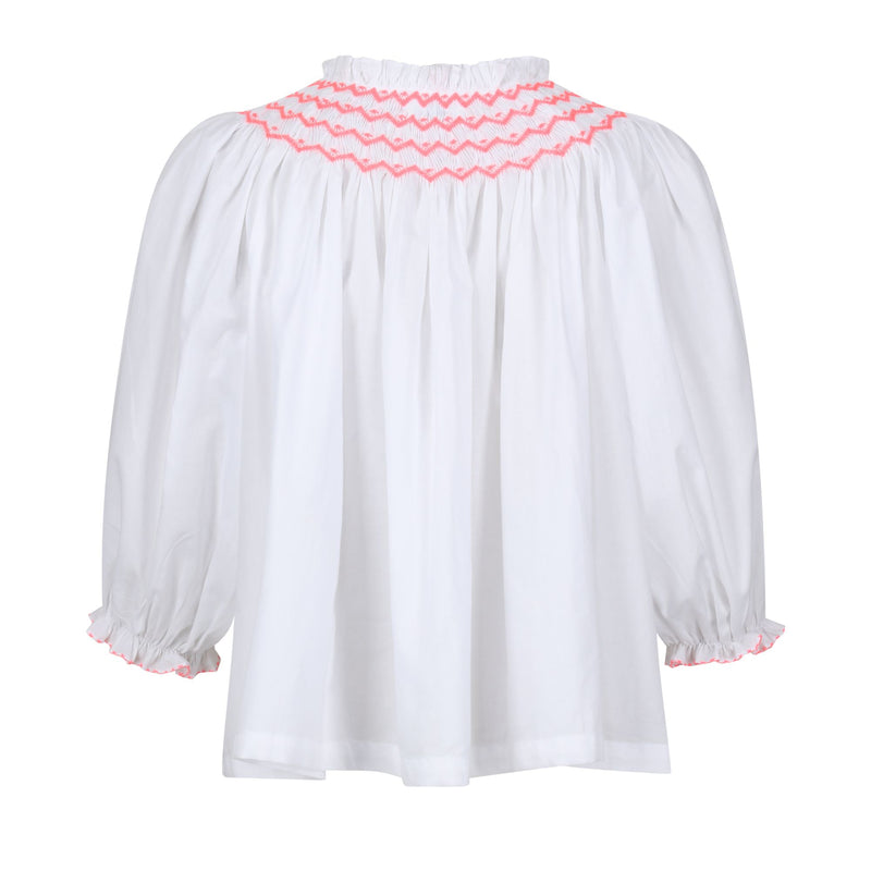 Cleopatra Blouse White with Sour Watermelon Hand Smocking Edition 9