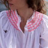 Cleopatra Blouse White with Sour Watermelon Hand Smocking Edition 9