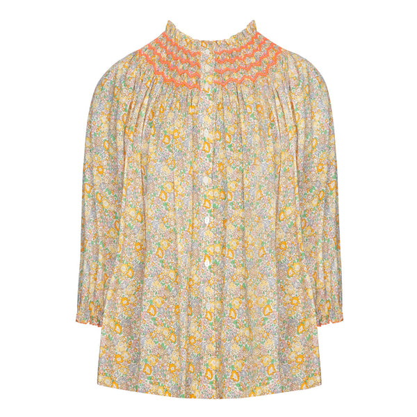 Cleopatra Blouse with Tutti Fruiti Hand Smocking made with Liberty Michelle Liberty Yellow Edition 5