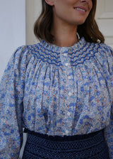 Cleopatra Women's Blouse with Blue For You Hand Smocking made with Organic Liberty Claire Aude Fabric Edition 4