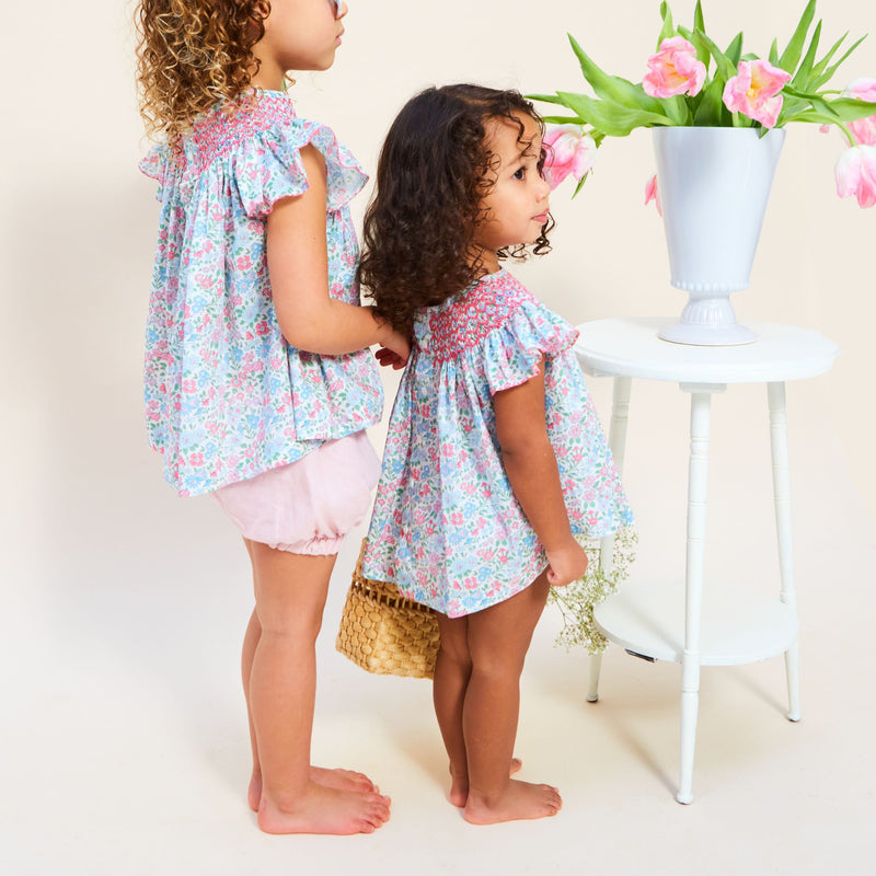 Coco Blouse with with Hibiscus Hand Smocking made with Liberty Annabella