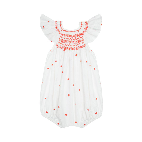 Coco Romper Love Is In the Air Plumetti with Big Love Hand Smocking