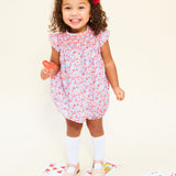 Coco Romper with Carnation Hand Smocking made with Liberty Theresa Pink