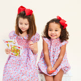 1-2y Coco Romper with Carnation Hand Smocking made with Liberty Theresa Pink