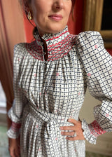 Colette Women's Dress Love from Saigon Grid with Pimiento Hand Smocking