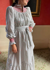 Colette Women's Dress Love from Saigon Grid with Pimiento Hand Smocking