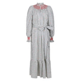 Colette Women's Dress Love from Saigon Grid with Pimiento Hand Smocking