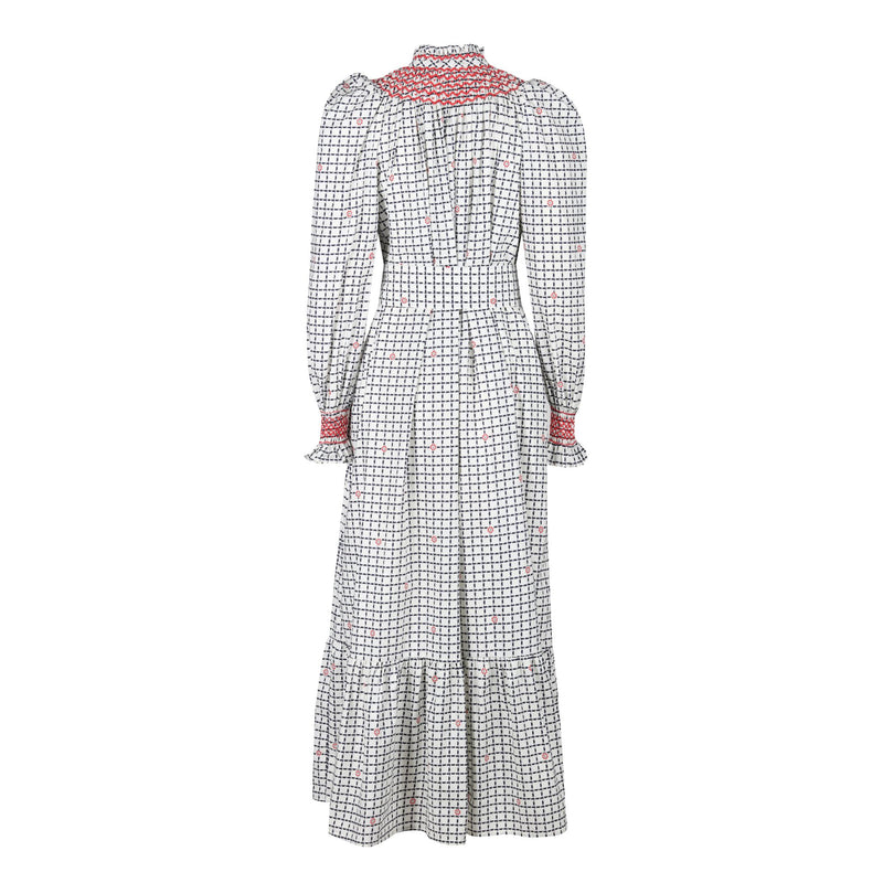 Colette Women's Dress Love from Saigon Grid with Pimiento Hand Smocking