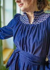 Colette Women's Dress Swallowtail Needlecord with Hedgerow Hand Smocking