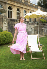 Colette Dress Raspberry Ripple Stripe with Sugar Babes Hand Smocking