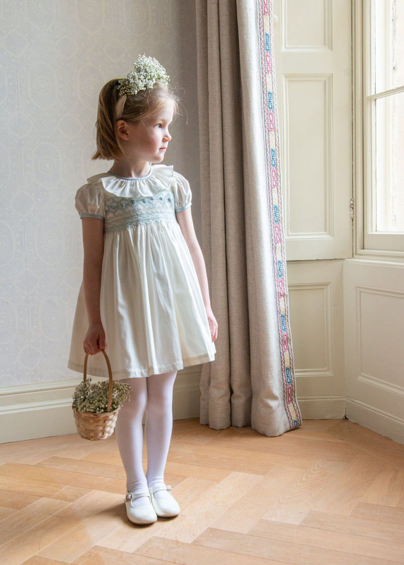 Diana Special Occasion Dress with Forget Me Not Hand Smocking