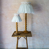 Edit58 x Smock London Elsie Lampshade Skirt White Grid with Dusty Pink Bows Hand Smocking