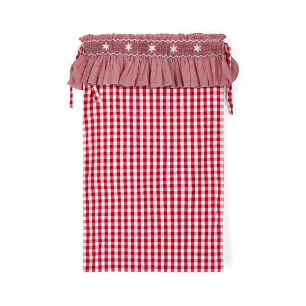 Edit58 x Smock London Red Gingham Sack with Snowflakes Hand Smocking