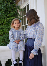 Elizabeth Blackwell Dress with Neptune's Fortune Hand Smocking made with Liberty Claire Aude Fabric