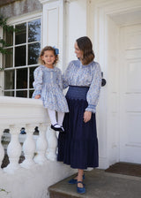 Elizabeth Blackwell Dress with Neptune's Fortune Hand Smocking made with Liberty Claire Aude Fabric