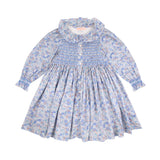 Elizabeth Blackwell Dress with Neptune's Fortune Hand Smocking made with Liberty Claire Aude Fabric